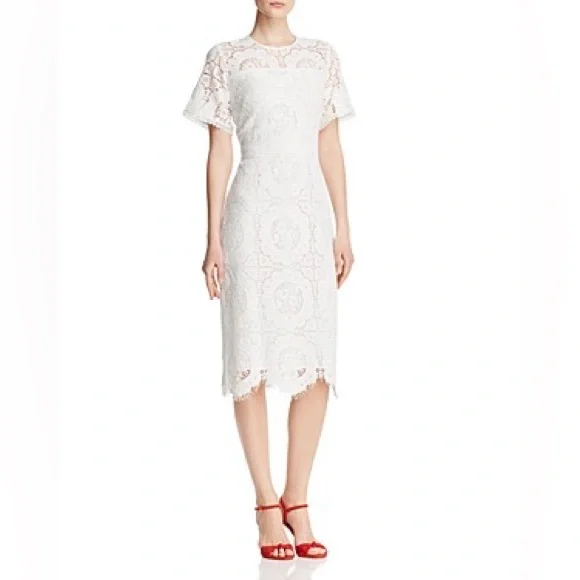 shoshanna white lace dress Shoshanna NWT Short Sleeve Lace Mini Dress Size 4 in White 100% Polyester